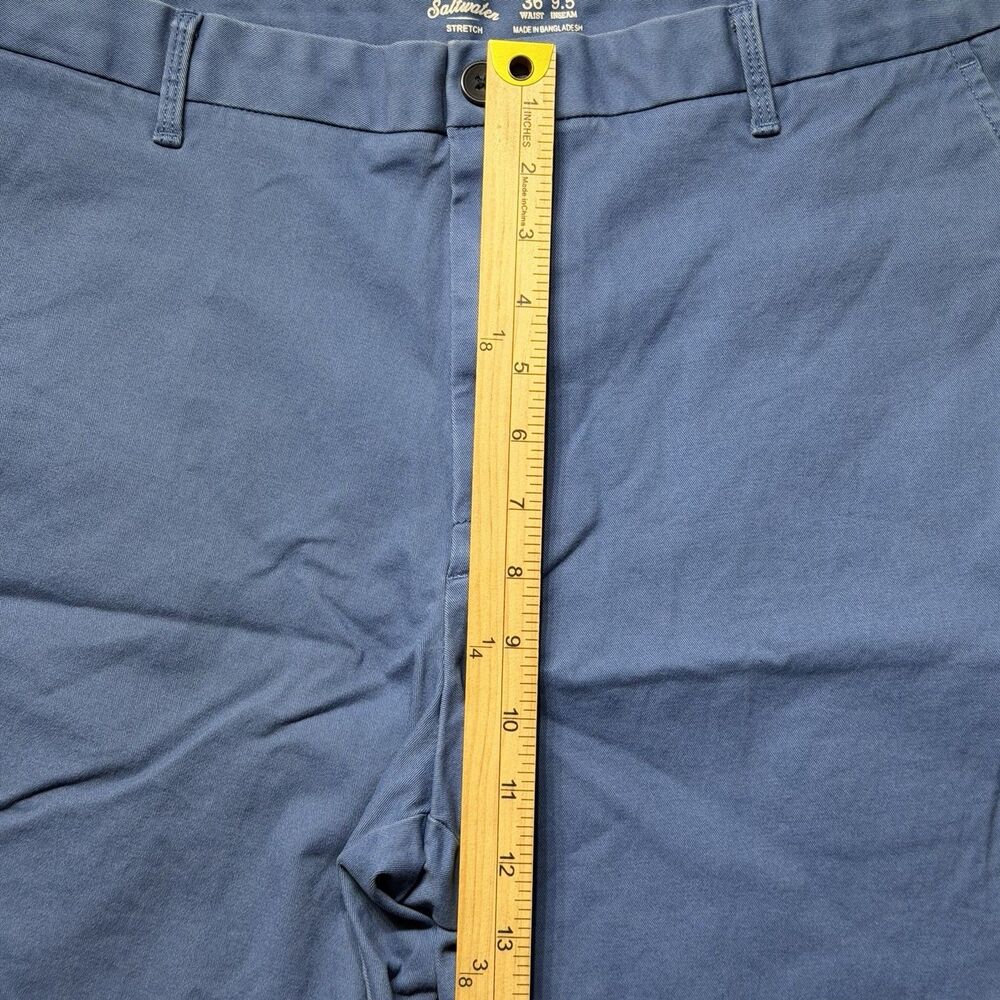 IZOD Saltwater Mens 36 Stretch Chino Shorts Blue Flat Front Casual 9.5 Inseam - Picture 8 of 9